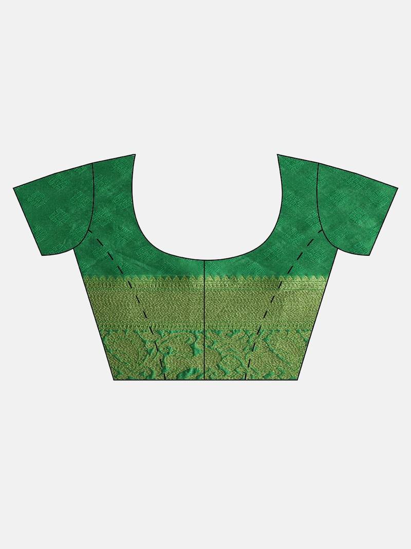 VASTRANAND Purple & Green Woven Design Banarasi Saree