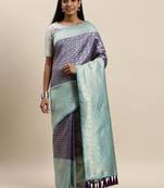 VASTRANAND Purple Woven Design Banarasi Saree