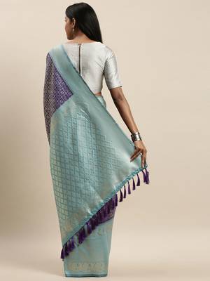 VASTRANAND Purple Woven Design Banarasi Saree 2