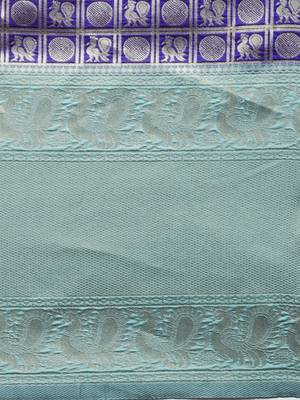 VASTRANAND Purple Woven Design Banarasi Saree 3