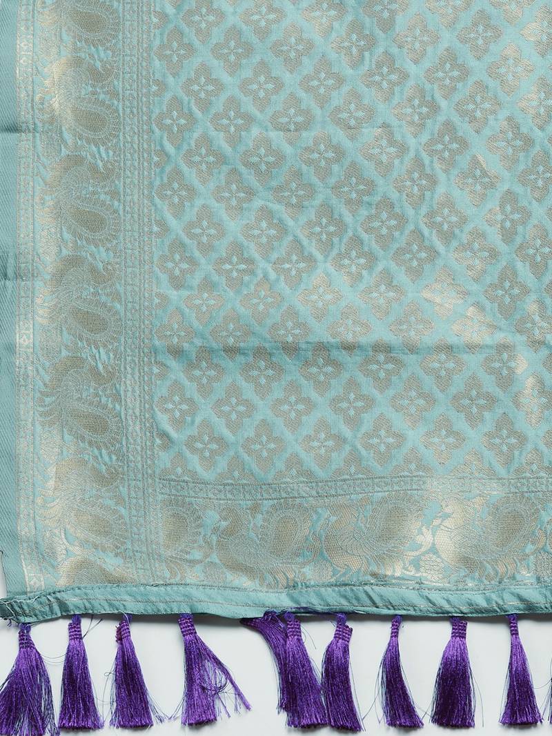 VASTRANAND Purple Woven Design Banarasi Saree