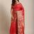 VASTRANAND Red & Golden Striped Zari Celebrity Banarasi Saree