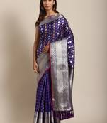 VASTRANAND Purple & Golden Woven Design Banarasi Saree