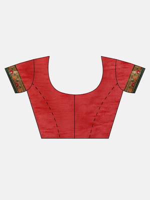 VASTRANAND Red & Orange Poly Georgette Checked Bandhani Celebrity Saree 5