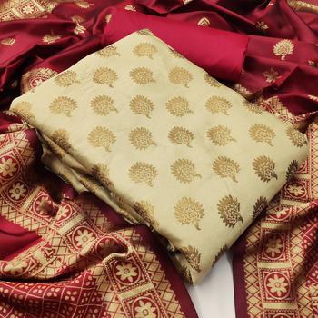 Beige brocade brocade salwar - Kimisha 