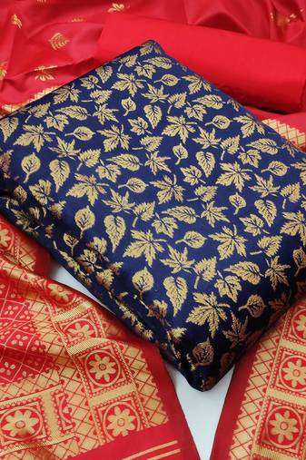 Navy-blue brocade brocade salwar