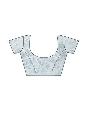 Grey printed georgette saree with blouse 5