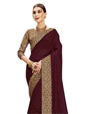 Maroon woven poly silk saree with blouse 2