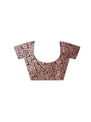 Maroon woven poly silk saree with blouse 4