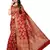Red woven Banarasi silk blend Saree with blouse