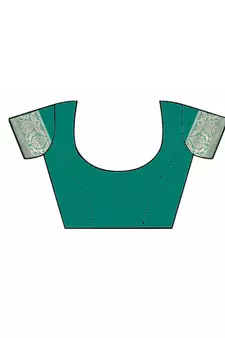 Turquoise Woven Silk Blend Saree With Blouse