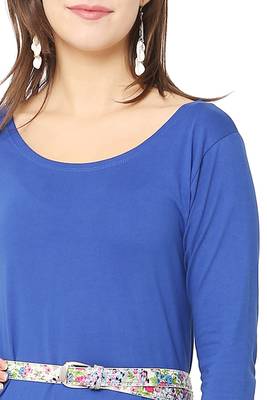 Blue plain blended cotton short-dresses 5