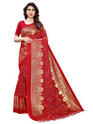 Maroon printed poly cotton saree with blouse 1
