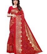 Maroon printed poly cotton saree with blouse