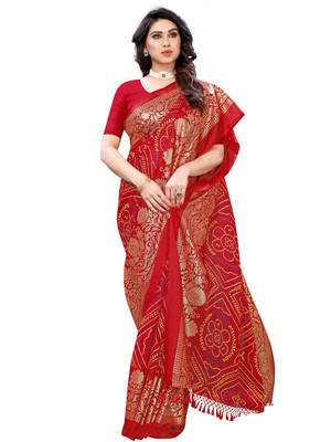 Maroon printed poly cotton saree with blouse 4