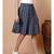 Handloom cotton blue and grey multi box pleat skirt with matching mask