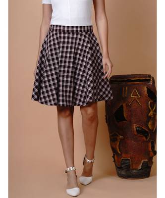 Handloom cotton brown and black umbrella skirt with matching mask 1