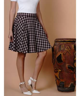Handloom cotton brown and black umbrella skirt with matching mask 3