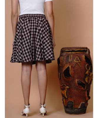 Handloom cotton brown and black umbrella skirt with matching mask 5