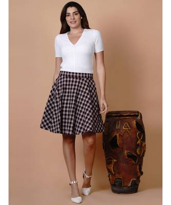 Handloom cotton brown and black umbrella skirt with matching mask 6