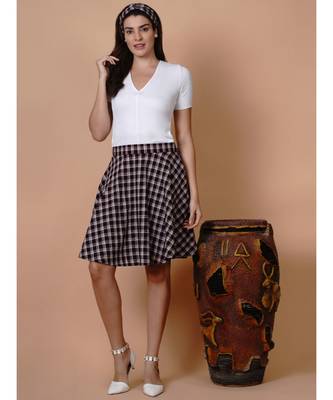 Handloom cotton brown and black umbrella skirt with matching mask 7
