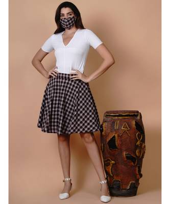 Handloom cotton brown and black umbrella skirt with matching mask 8