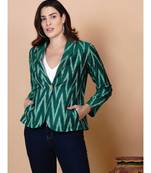 Handloom green ikat cotton jacket with mask