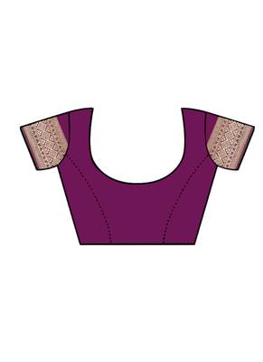 Wine Woven Jacquard Saree With Blouse 5