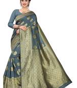 Grey Woven Jacquard Saree With Blouse