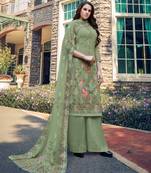 Light-olive embroidered georgette salwar