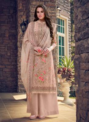 Beige embroidered georgette salwar 1