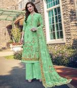 Turquoise embroidered georgette salwar