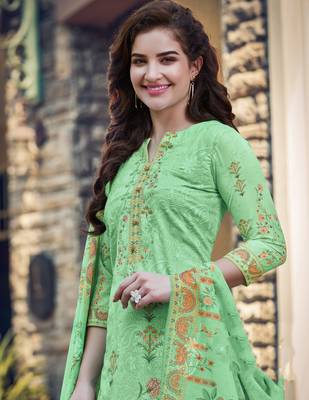 Turquoise embroidered georgette salwar 2