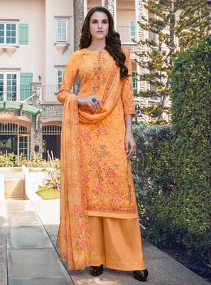 Orange embroidered georgette salwar 1