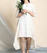 Janasya Off white woven cotton ethnic kurtis