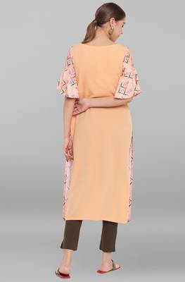 Janasya Peach printed crepe ethnic-kurtis 4