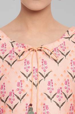 Janasya Peach printed crepe ethnic-kurtis 5