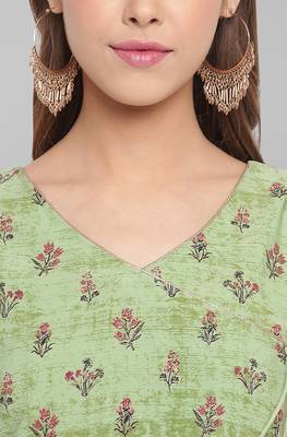 Janasya Green printed crepe ethnic-kurtis 5