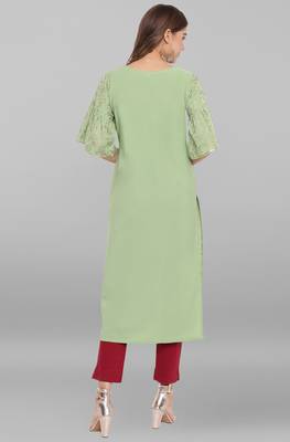 Janasya Light-green printed crepe ethnic-kurtis 4