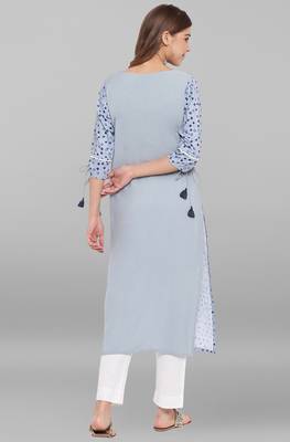 Janasya Grey printed crepe ethnic-kurtis 4
