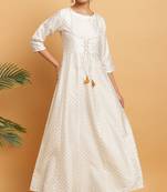 Off white printed polyester ethnic kurtis