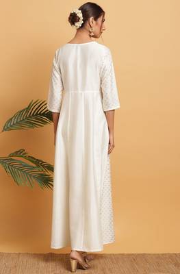 Off white printed polyester ethnic kurtis 4