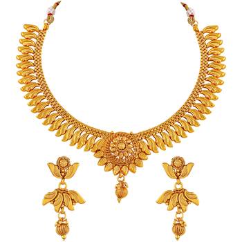 Asmitta designer Gold toned Copper Necklace Set For Women 1
