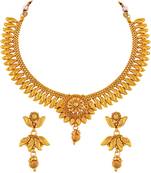 Asmitta designer Gold toned Copper Necklace Set For Women