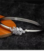 Asmitta Daily wear Silver toned Free Size American Diamond Kada For Women