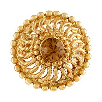 Asmitta Traditional Filigiree design Gold toned Free Size Finger Ring For Women 1