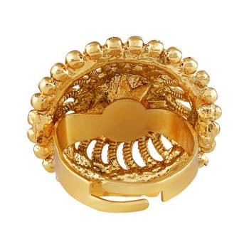 Asmitta Traditional Filigiree design Gold toned Free Size Finger Ring For Women 3