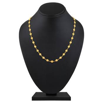 Asmitta Stylish Floral design Gold toned Matinee Brass Chain For Women 1
