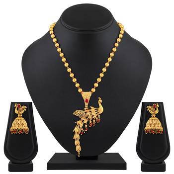 Asmitta Peacock Inspired Gold toned Necklace Set For Women 2