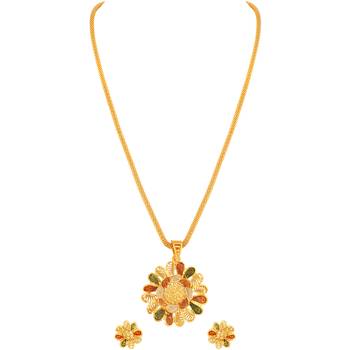 Asmitta Floral design Gold tone Meenakari Pendant Set For Women 1